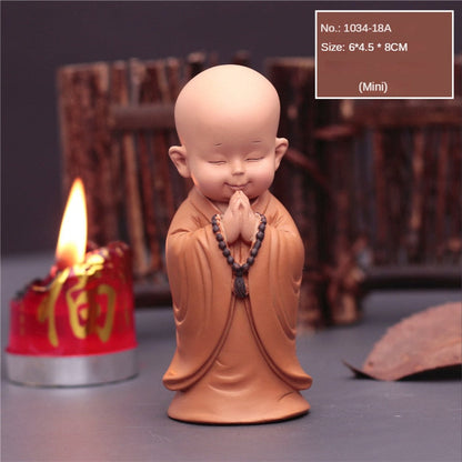 Status Biksu Kecil Lucu Agama Agama Buddha Resin Kerajinan Miniatur Miniatur Miniatur Ornamen Aksesori Dekorasi Mobil Dekorasi Rumah