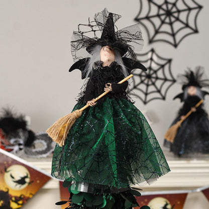 新しいハロウィーンホームデコレーションゴーストフェスティバル非織り魔女人形ツリートップスターデスクトップ装飾ドールペンダント
