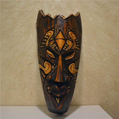 Southeast Asian Style Wall Hanging Pendant Thai Wood Carving African Face Mask Creative Retro Home Bar Hotel Decoration