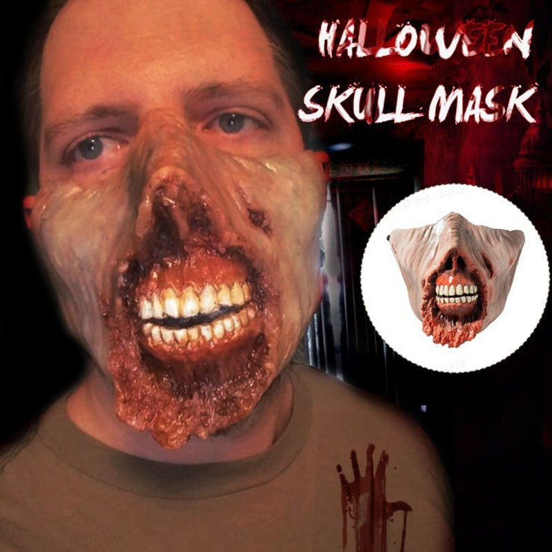 2023 neueste Skeleton Bio-Maske Halloween Horror Maske Cosplay Party 3D Latex Bewegliche Backe Helm Skeleton Dekoration Requisiten 