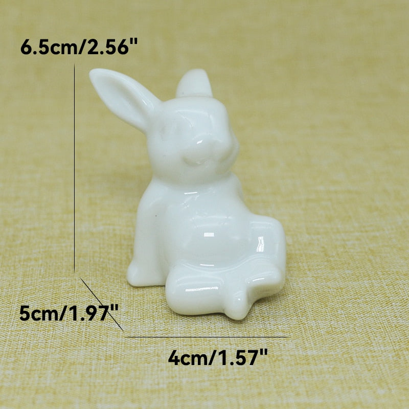 Roztomilé keramiky králíka figurky Kawaii Hare Bunny Garden House Animal Ozdoby Velikonoční domovská místnost Dekorace ruky malování embrya
