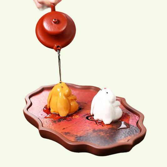 Чай питомец зодиак кролик набор домашнего мебели скульптура луны кроличьи аксессуары чай