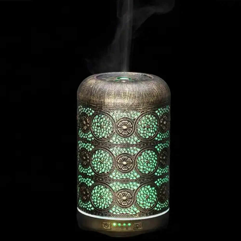 Metal Aromatherapy Machine 260ml Essential Oils Diffuser Air Humidifier 7 Colors Night Light Auto Shut Off Timer Office Bedroom