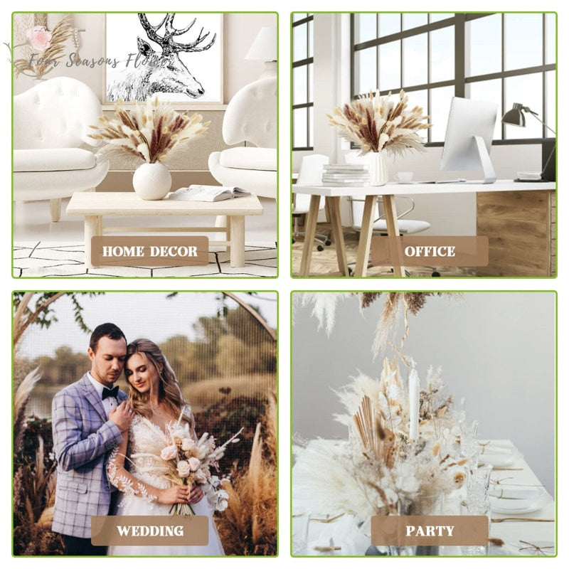 75Pcs Dried Flower Natural Pampas Grass Bouquet Bohemian Chic Decoration Real Rabbit Tail Reed For Wedding Accessories Decor