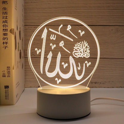 2023 EID Mubarak LED Light Table Ornaments 3D Acrylic Night Lamp Muslim Ramadan Party Eid Al Adha Ramadan Decoration for Home