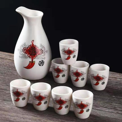 Anggur Jepang Set Gaya Jepang Sake Cup Keramik Jug Wine Dispenser Decanter Cangkir Anggur Kecil Gelas Anggur Kecil Satu Mulut