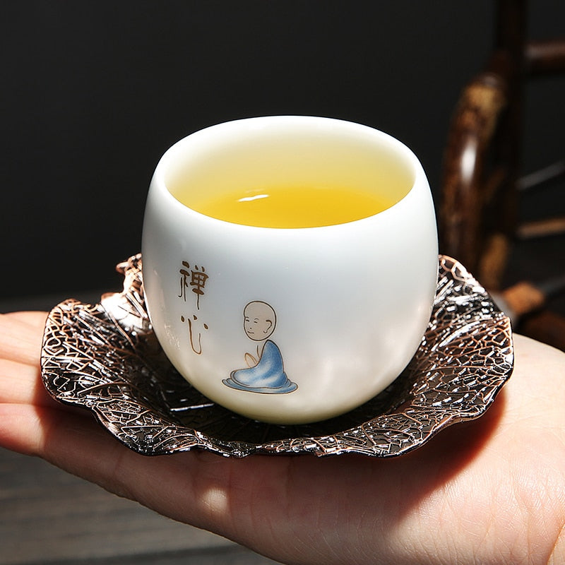 1 stks theekopjes pu er thee gereedschap Kungfu theekop cadeau drink thee gereedschap keramisch wit jade porselein