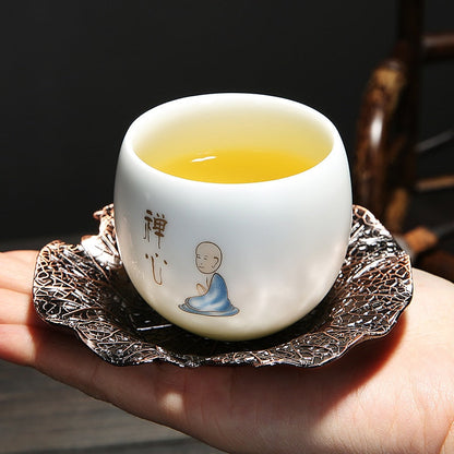 1 قطعة أكواب الشاي بو إيه أدوات الشاي الكونغفو فنجان شاي هدية شرب الشاي أداة السيراميك الأبيض اليشم الخزف