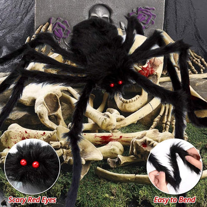 30 cm, 50 cm, 75 cm, 90 cm obří černý plyšový pavouk Halloween dekorace pro domov 2023 venkovní domácí bar strašidelný dům horor rekvizity