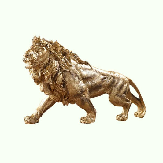 Kultainen leijonan kuninkaan hartsin koriste kotitoimisto Desktop Animal Stature -koristevarusteet olohuoneen kodin sisustuskoriste