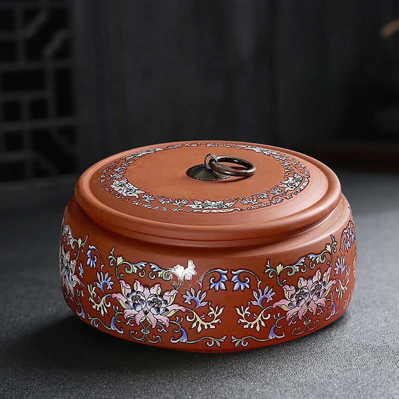 Caddy de chá de argila roxa, recipiente de chá selado de tamanho grande, jarra de armazenamento de cerâmica, bolo de chá branco, armazenamento pu'er, organizador doméstico