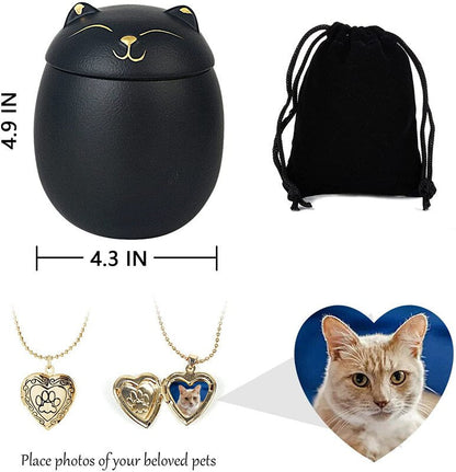 Всегда помните, классический сувенир, керамическая урна для праха, домашнего животного, кошки, собаки (4,7 дюйма * 4,3 дюйма/до 70 фунтов/черная кошка)