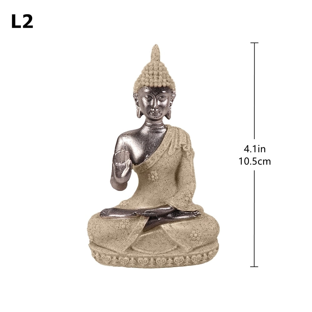 28 Style Miniature Buddha Statue Nature Sandstone Fengshui Thailand Buddha Sculpture Hindu Figurin Hem Dekorativ prydnad 15