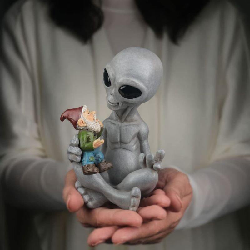 Ornement Unique de Gnome extraterrestre en résine ET, Figurines décoratives, Statue de nain, artisanat, décoration de jardin de noël, de bureau, de maison 