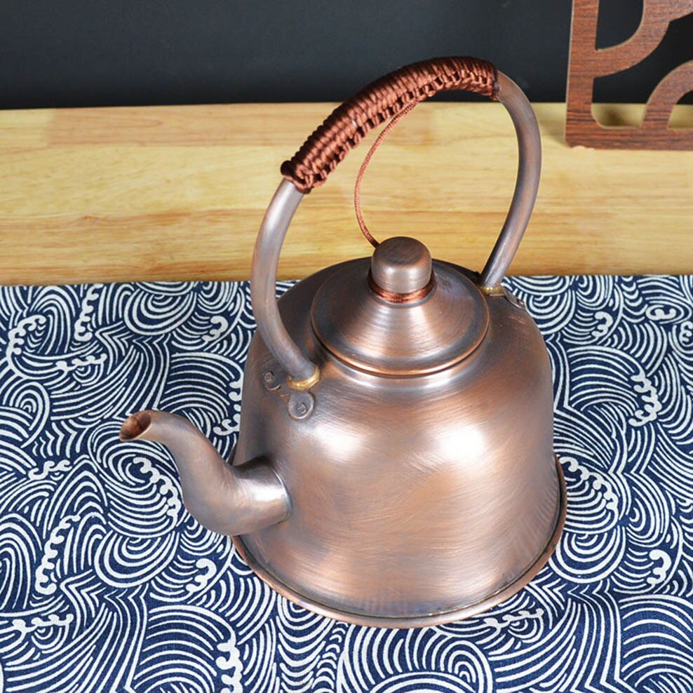 1.5L TEAPOT TEAPOT TOPPER Murni menebal ketel tembaga merah ketel anti-scald susu teh teh vintage teh tembaga vintage untuk rumah