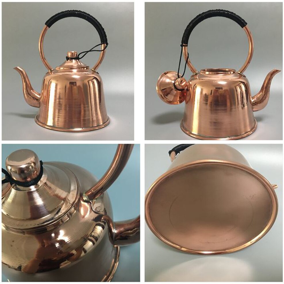 1.5L Pure Copper Teapot Thickened Red Copper Brass Boiling Kettle Anti-Scald Milk Tea Pot Vintage Copper Tea Set For Home