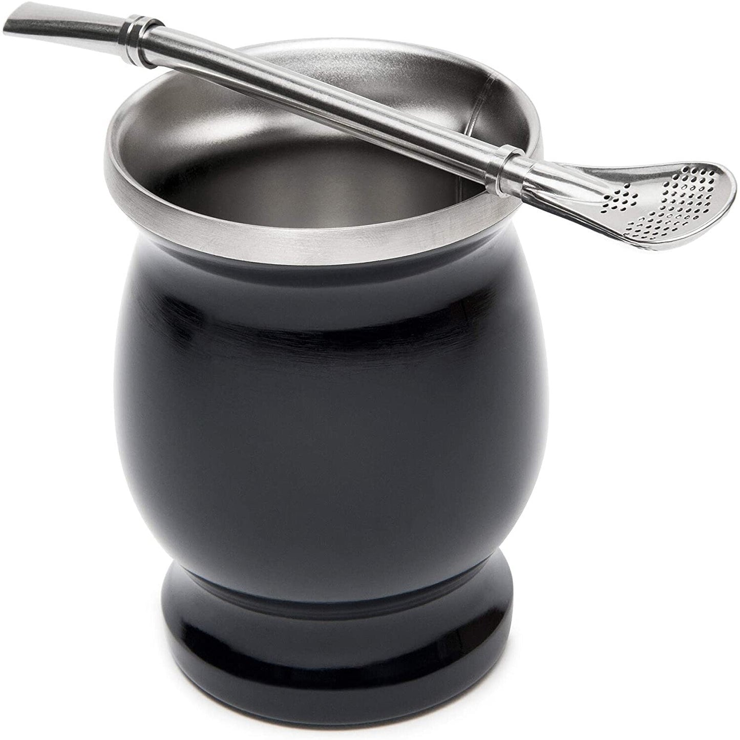 Yerba Mate Gourd Set Double-Wall Stainless Steel Mate Tea Cup and Bombilla Set Includes Yerba Mate Gourd (Cup) With One Bombilla