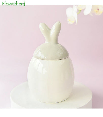 Grande capacité série lapin doré rose caddie à thé en céramique récipient à thé maison dessin animé en relief stockage de thé ensemble de boîtes de cuisine