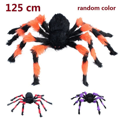 90/150/200cm Black Scary Giant Spider Enorme Spiders Web Halloween Decoración de la casa Holiday Holiday Giant al aire libre Decoración del gigante