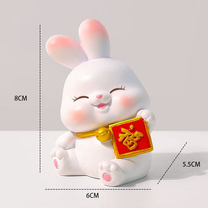 2023 Ornament Rabbit Tahun Baru Cina Kawaii Desktop Ornament Creative Resin Cake Hiasan Kek Zodiac Hiasan Rabbit Kanak -kanak