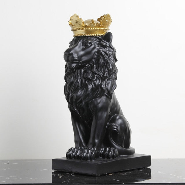 Aslan Hayvan Figürinleri Reçine Crown Lions Heykeli El Yapımı Sanat Hediyesi Ev Ofis Dekoru Süsleme Oturma Odası Masası Ev Dekor