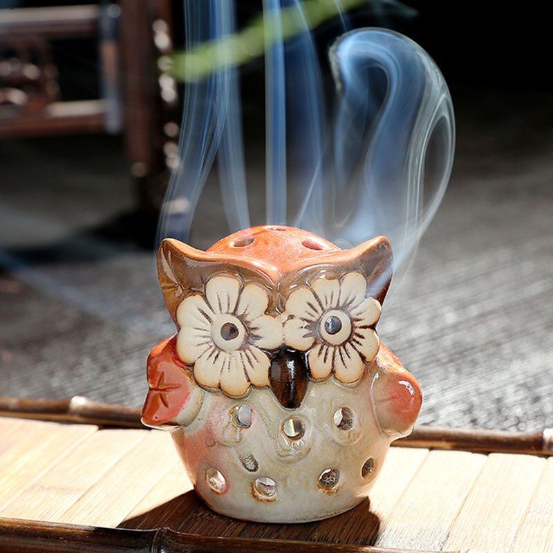 OWL OWL ATMOSFERA queimador de queimador cerâmico incenso incenso incenso incenso home decoração bobina de bronzeador vaporizador de ar de bronze