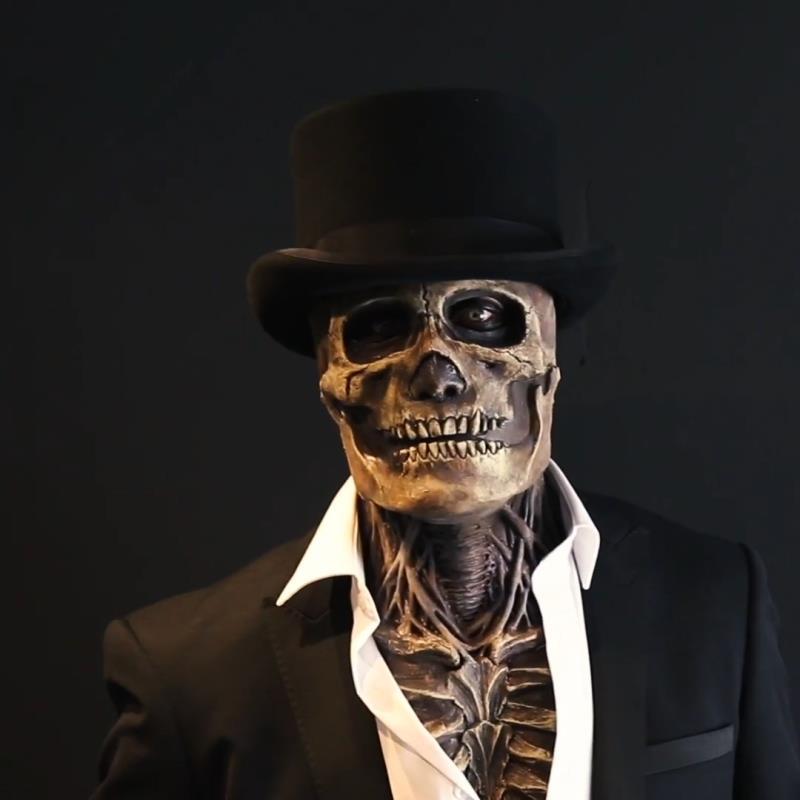 2023 Bio-masaje de esqueleto más nuevo Halloween Horror Mask Party de cosplay 3D Látex Jaw Casco Casco de decoración de decoración de decoración