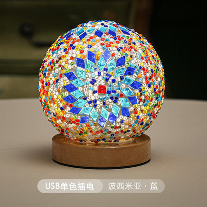 Kreatywne artystyczne bohemia Śmieszne szokujące manualne mozaiki lampa dekoracyjna USB Atmosfera lekka elektroniczna świeca do pokoju