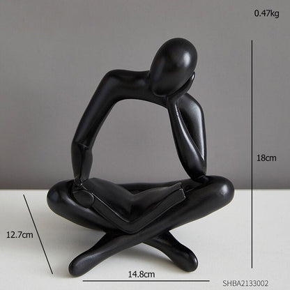 Nordisk stil abstrakt harts Handgjorda hantverk Skulptur Tänkare Figur Staty Heminredning Interiör Kontor Desktop Ornament Gift