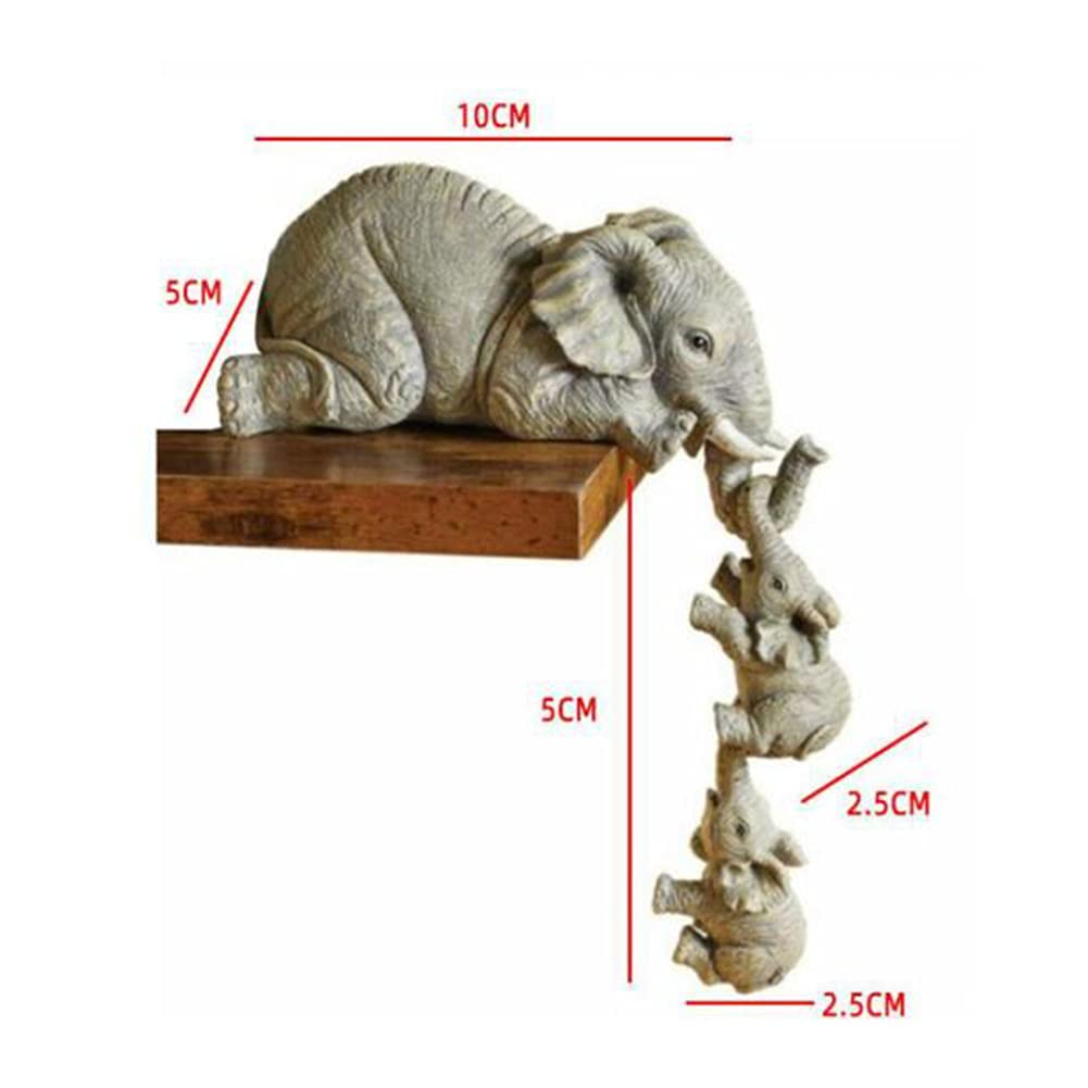 3pcs/set 귀여운 시뮬레이션 코끼리 입상 입상 코끼리를 잡고있는 아기 코끼리 장식품 가정 수지 공예 가정 장식 선물