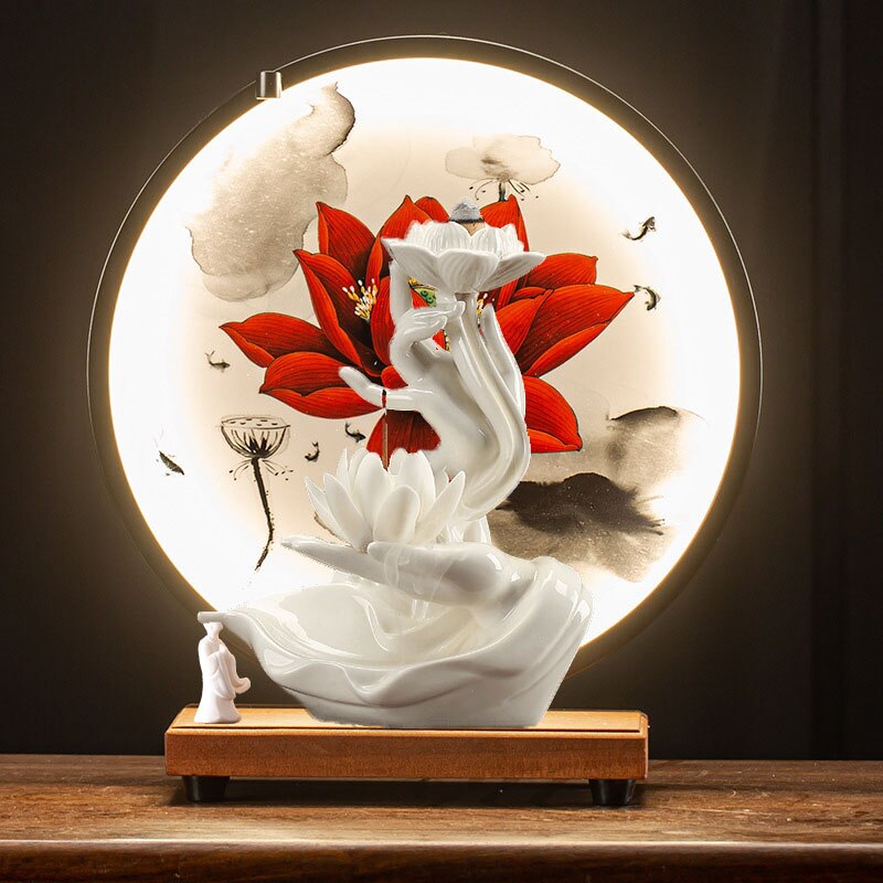 Bergamot ceramico Bergamot Flowback Incenso Studio per interni per la casa, ingresso, decorazione dello studio Anello di lanterna di loto