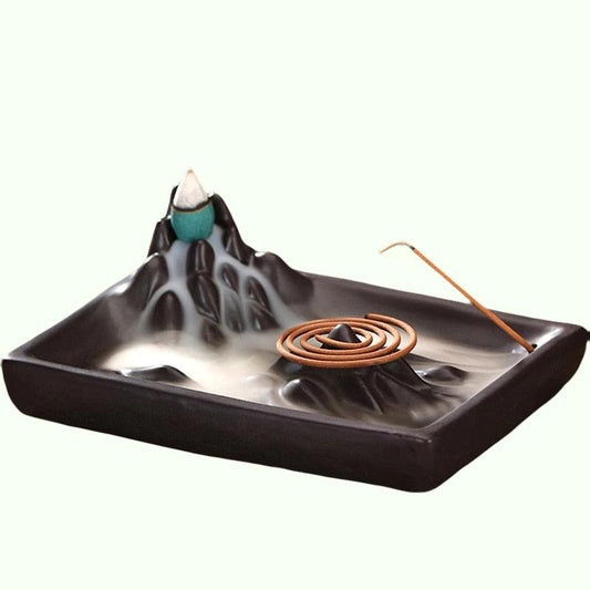 Brûleur d'encens à reflux rétro ligne en céramique créative brûleur d'encens Zen décoration de salon de thé à la maison