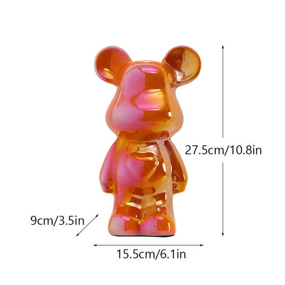 Northeuins 세라믹 럭셔리 폭력 곰 인형 화려한 전기 도금 된 테디 베어 컬렉션 아이템 거실 장식 장식품
