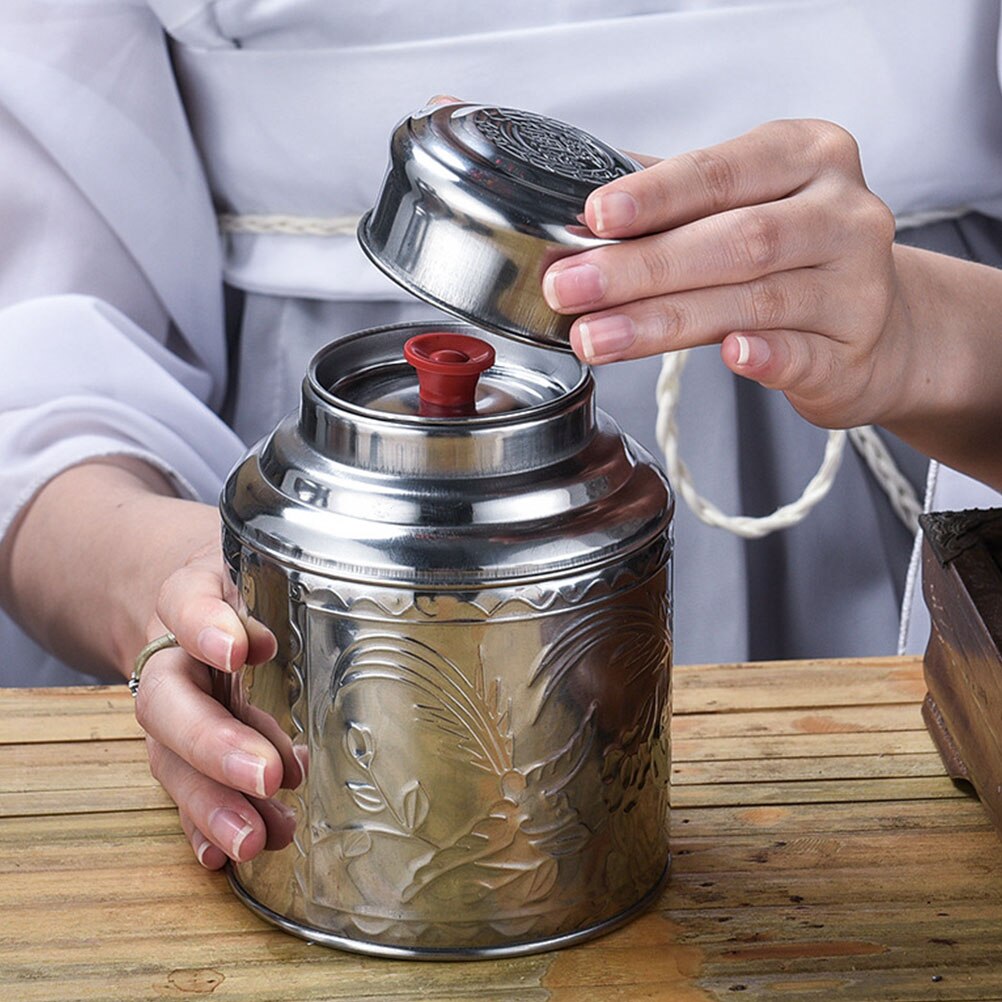 Caddio de té de té de acero inoxidable Caja de té de hierro para el hogar Mini caja de té de metal Cabate de té pequeño recipiente de alimentos