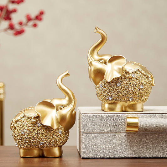 Nowoczesne złote domy Oranemntts Charms Charms Animal Figurine Dekoracja Akcesoria słonia statua