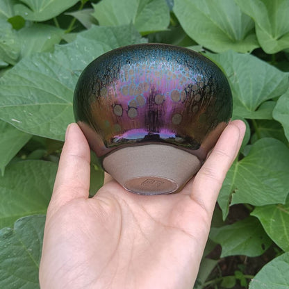 Jian Zhan Kiln Change Tenmoku Tea Cup Glorious Color Change Tea Bowl Ceramic Chinese Immateriellt kulturarv