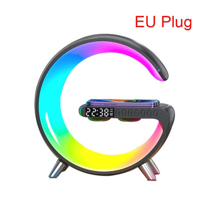 Multifunctional Wireless Charger Alarm Clock Speaker APP RGB Light Fast Charging Station for iPhone & Samsung