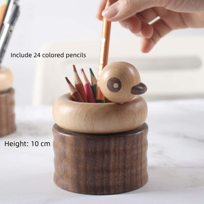 Fashion Creative Decor Office Appliances Pen Holder Solid Wood Hedgehog Home Souvenir Gift til venner
