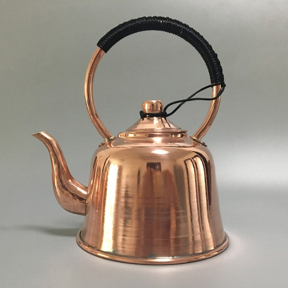 1,5L Pure Copper Teapot fortykket rødt kobber messing kogende kedel anti-skald mælke te gryde vintage kobber te sæt til hjemmet
