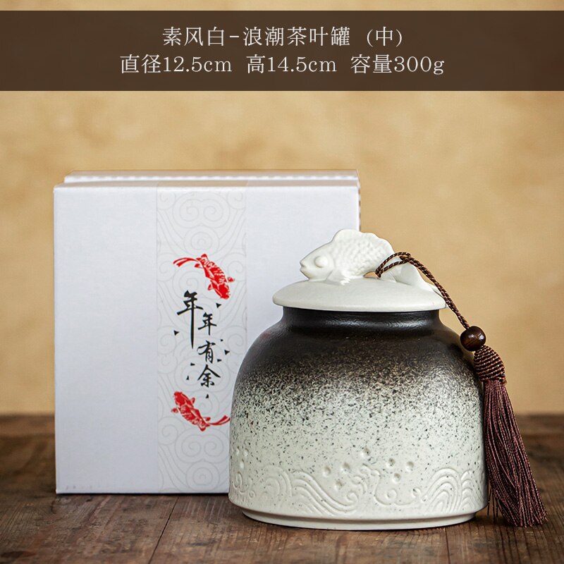 Čínský keramický čaj plechovky velké vzduchotěsné nádoby čaj krabice úložný nádoba čaj caddy čajová kontejnerová kontejnerová potrava Organizátor Candy Jars Storage Bottle