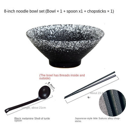 Juego de vajillas creativas japonesas, tazón de cerámica de sombrero de bambú comercial, ramen grande para el hogar, arroz, fideos, tazón de sopa
