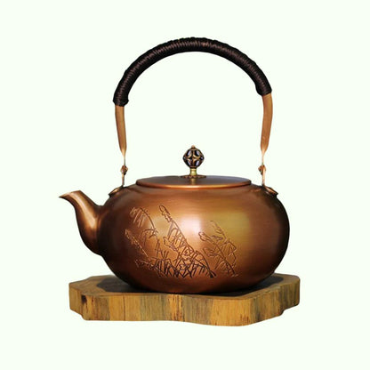 Bollitore di tè in rame grande pentola di zucca in cappa a grande capacità pura bollitura rame bollitura tè da tè fatto teatro fatto a mano set di tè sano 1.8L