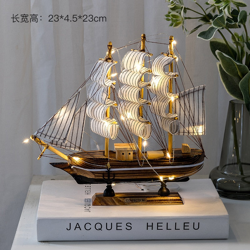 Model perahu layar kayu baru kantor dekorasi ruang tamu kerajinan dekorasi bahari model kreatif dekorasi hadiah ulang tahun