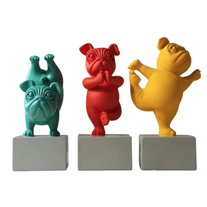 Hars Abstract Yoga Bulldog Dog Figurine Statuette Sculptuur Dierstandbeeld Desktop Craft Huis Woonkamer Ornamenten Decoratie