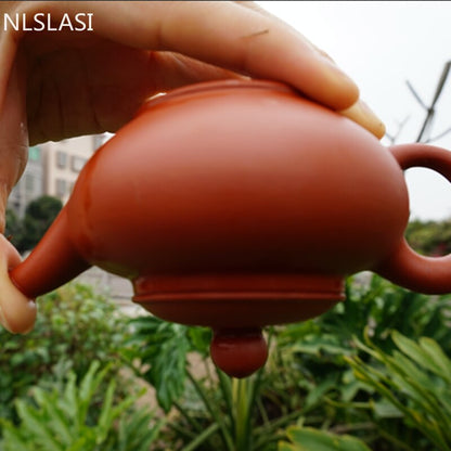 Asli yixing teh periuk tanah liat ungu xi shi teapot bijih kecantikan kettle saman puer teh cina set etika