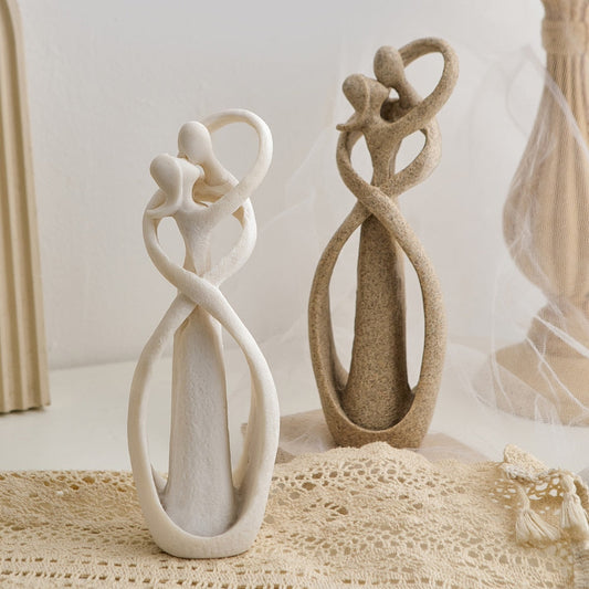 Figurina abstracta estilo folk arte decoración del hogar pareja pareja escultura de la sala decorativa mesa de la mesa decorativa estatua interior