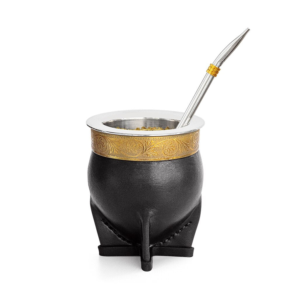 Argentina Yerba Mate Cup With Straw Tea Gourd Mug One Bombilla Mate (Straw) a Cleaning Brush