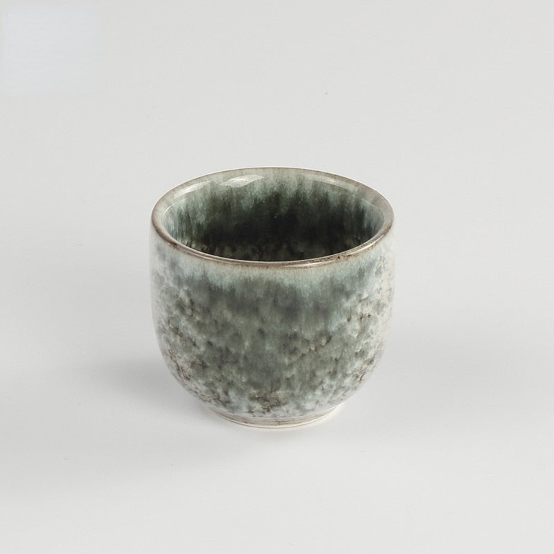 Japansk och koreansk stil 200 ml imitation marmorerad rund magkarakteristik Sake Pot Color Glaze Ceramic Liten vinglasuppsättning