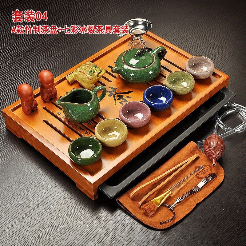 Chá chinês conjunto com bandeja de gaiwan infushers kit de chá chinesa de luxo de luxo kung fu xícara de chá de chá completo Teaware de chá de chá