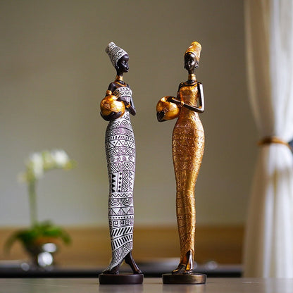 Retro afrikansk håndverk eksotiske svarte kvinner karakter skulptur ornament hjemme inngang stue myk dekorasjon